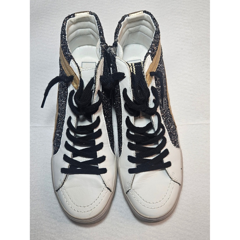 Vintage Havana PIA Black Glitter Gold Star High Top Sneakers Womens 10 Side Zip